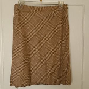Ann Taylor Beige plaid knee-length skirt